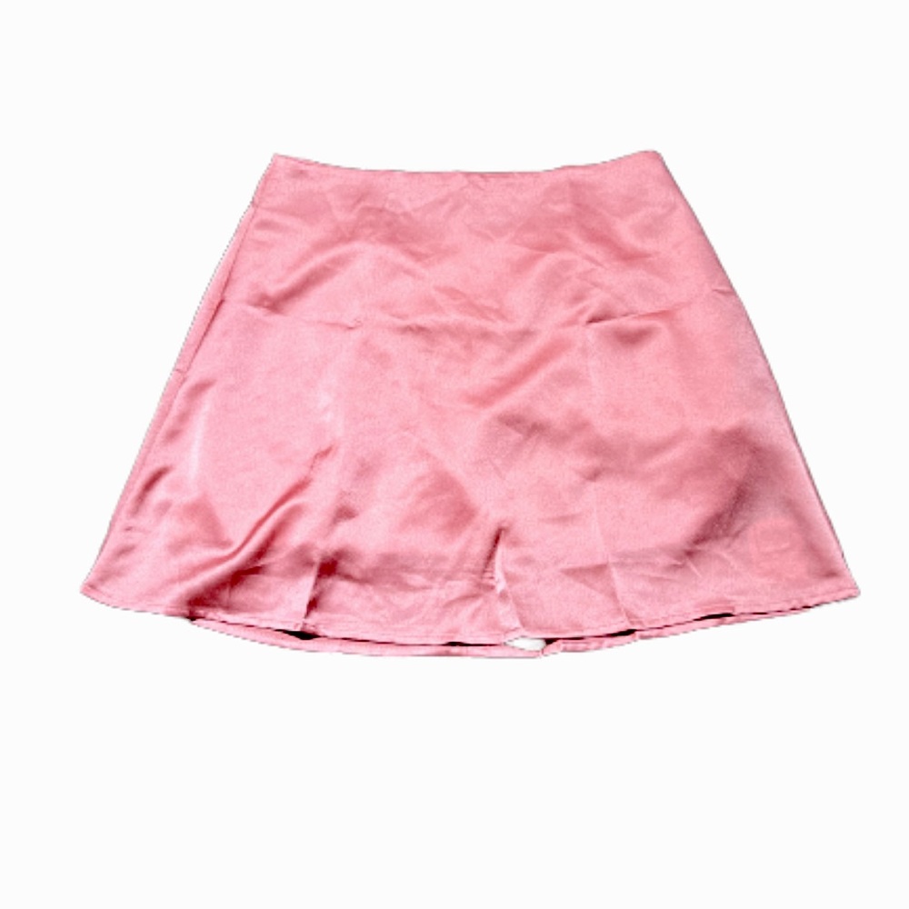 pink silk skirt